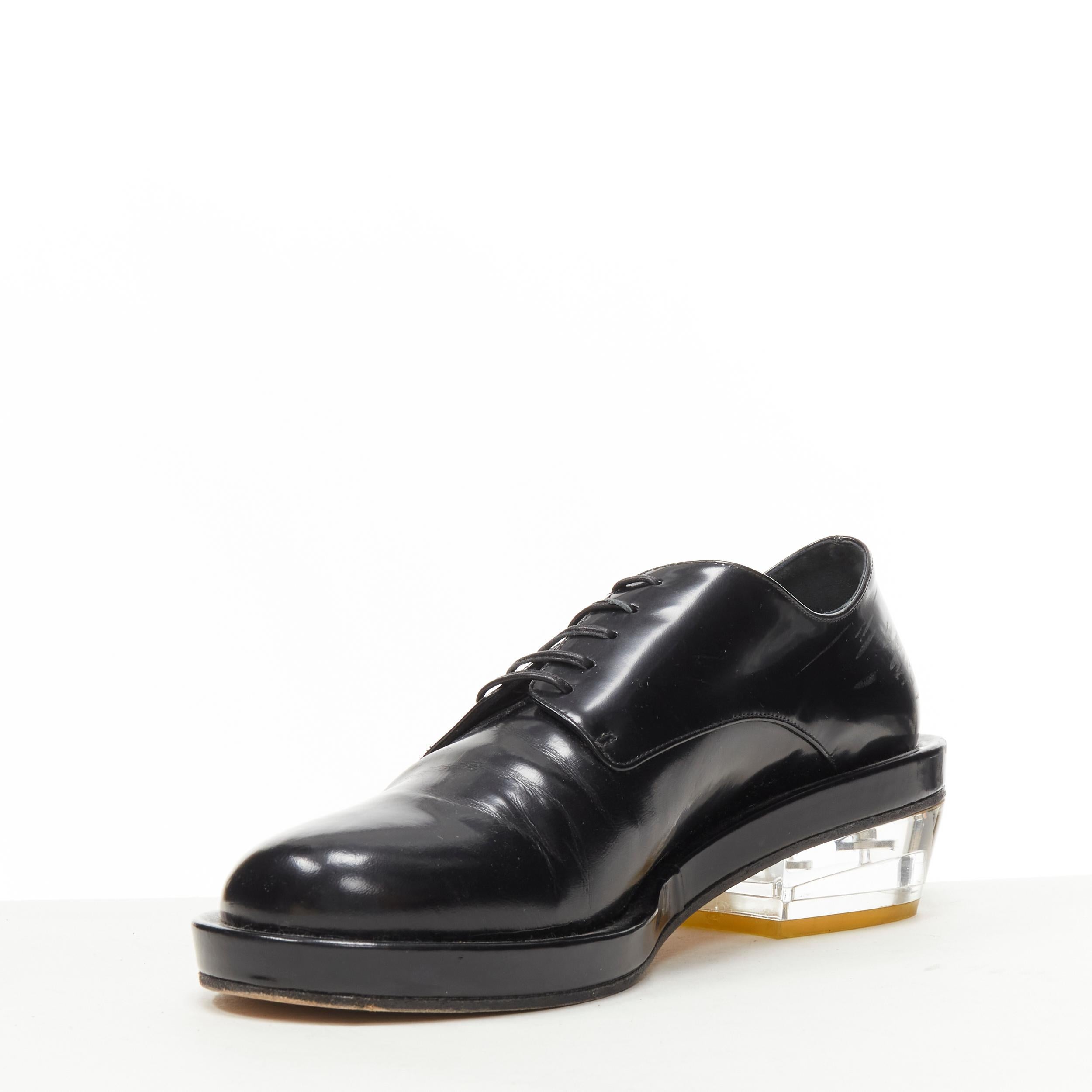 SIMONE ROCHA black polished leather perspex heel  oxford brogue EU38 In Good Condition In Hong Kong, NT
