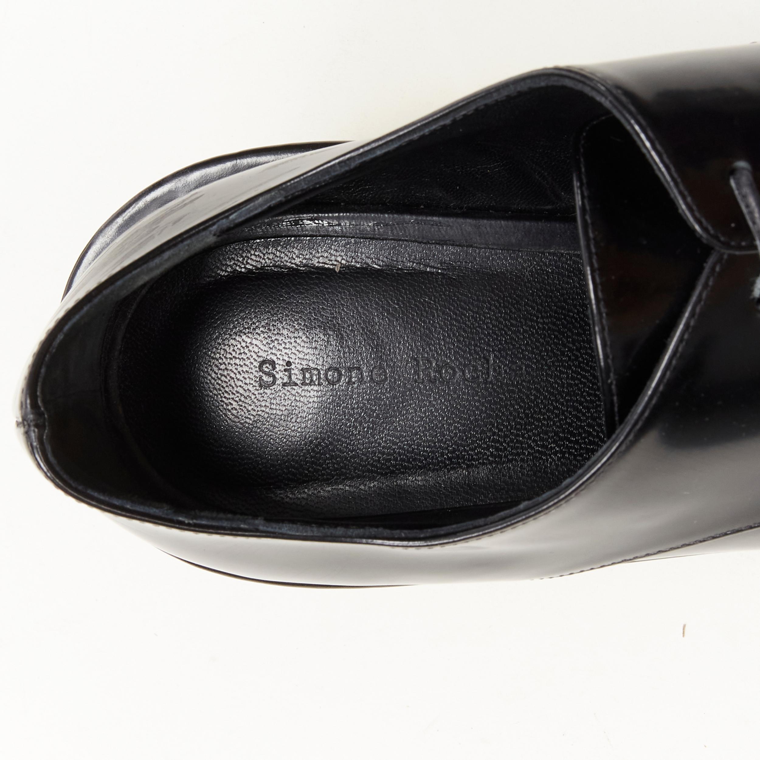 SIMONE ROCHA black polished leather perspex heel  oxford brogue EU38 4