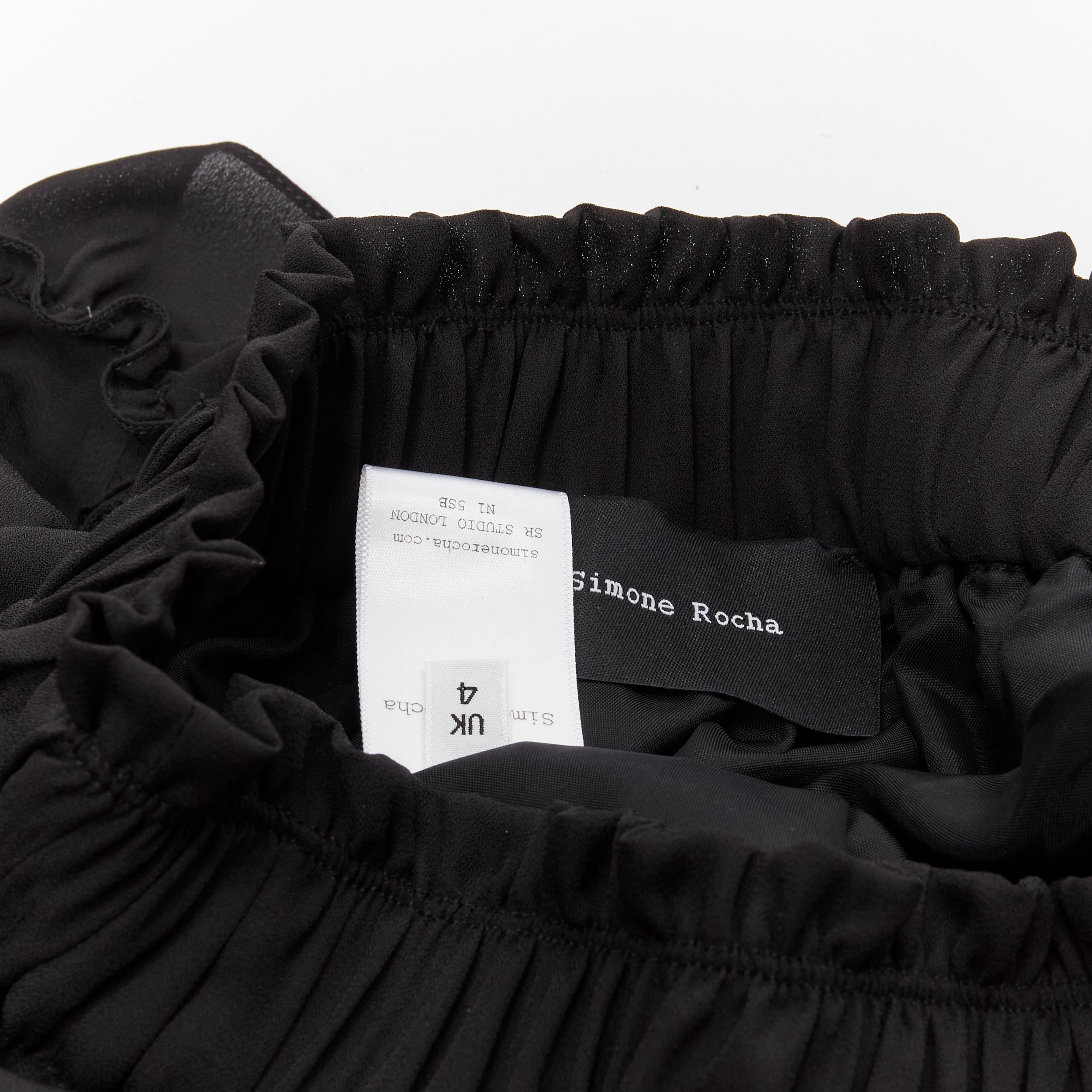 SIMONE ROCHA black shirred ruffle gathered tulle flared skirt UK4 XS 5