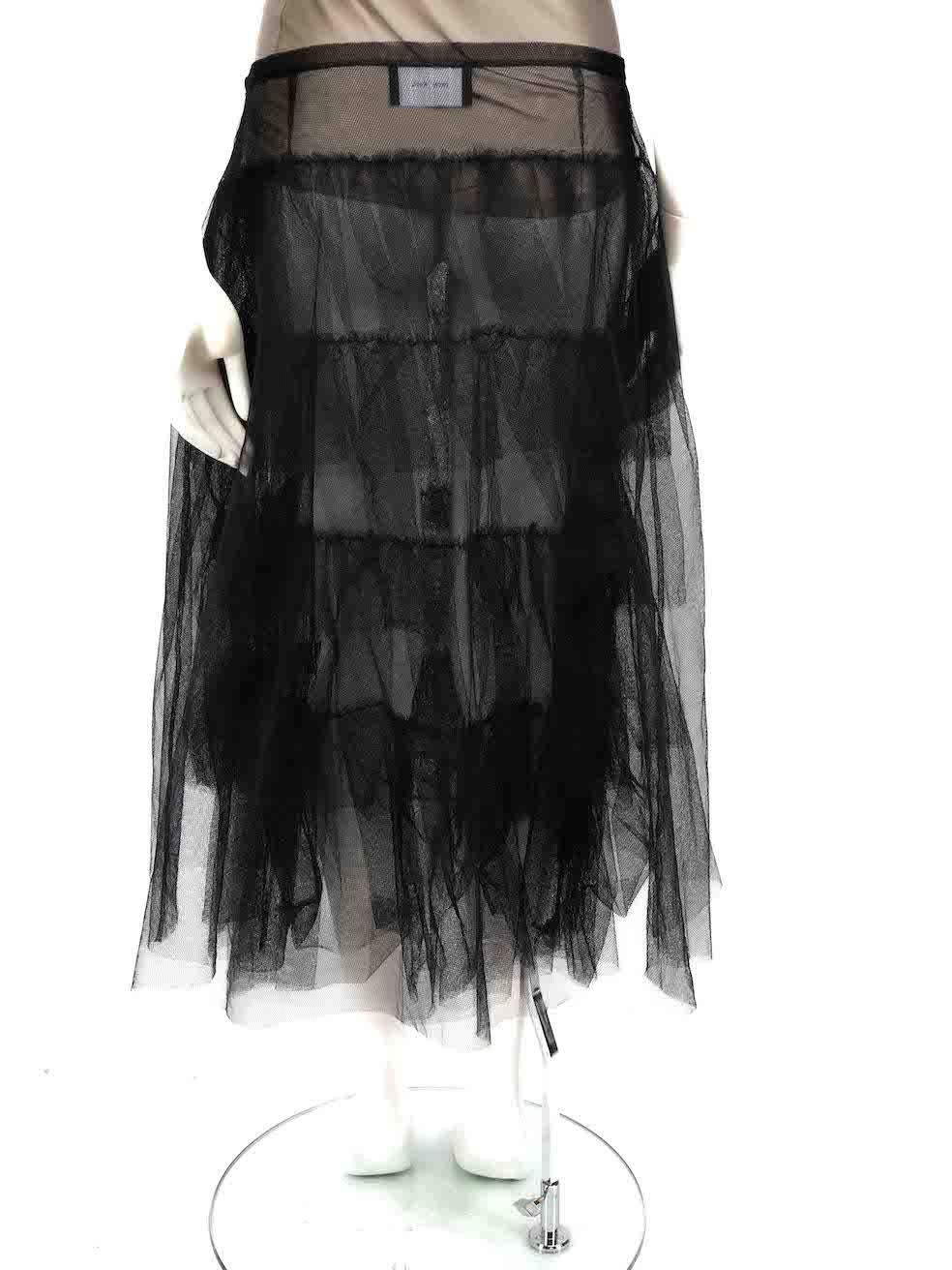 Simone Rocha Black Tiered Tulle Mesh Midi Skirt Size L In Good Condition For Sale In London, GB