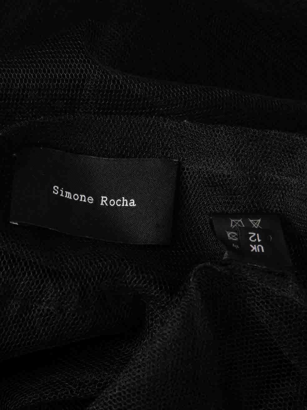 Simone Rocha Black Tiered Tulle Mesh Midi Skirt Size L For Sale 1