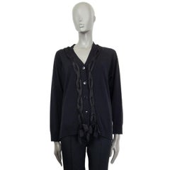 SIMONE ROCHA black wool SILK BRAIDING Cardigan Sweater L