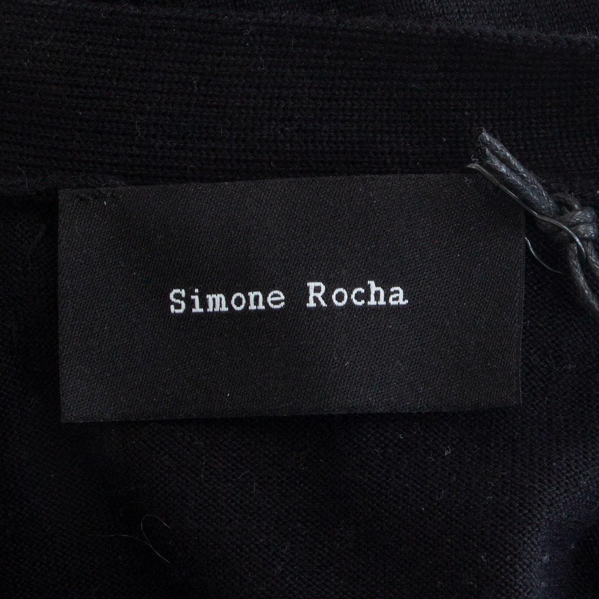 Women's SIMONE ROCHA black wool SILK BRAIDING Cardigan Sweater L
