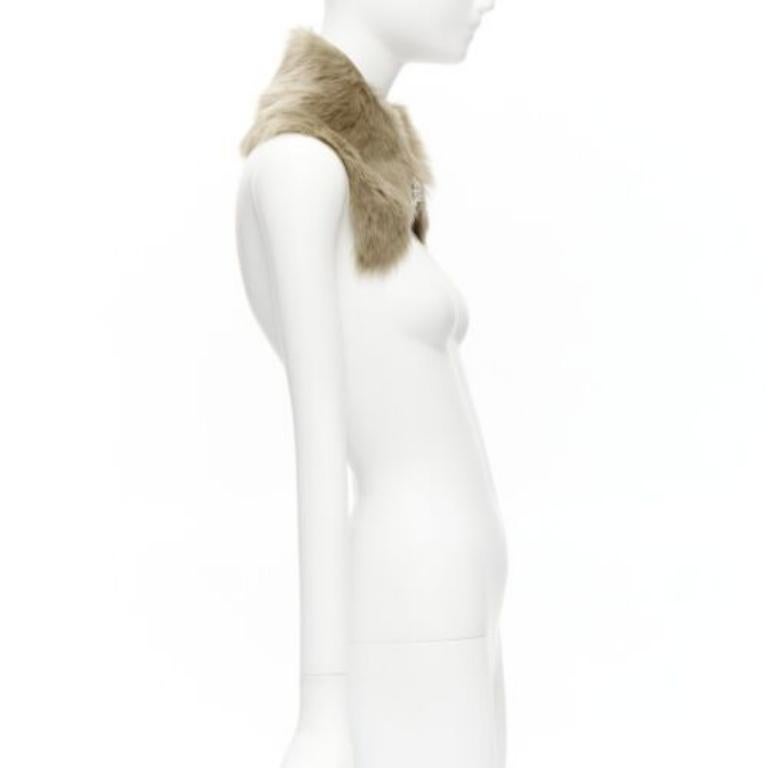 SIMONE ROCHA brown genuine fur leather clear bead embellished collar In New Condition For Sale In Hong Kong, NT