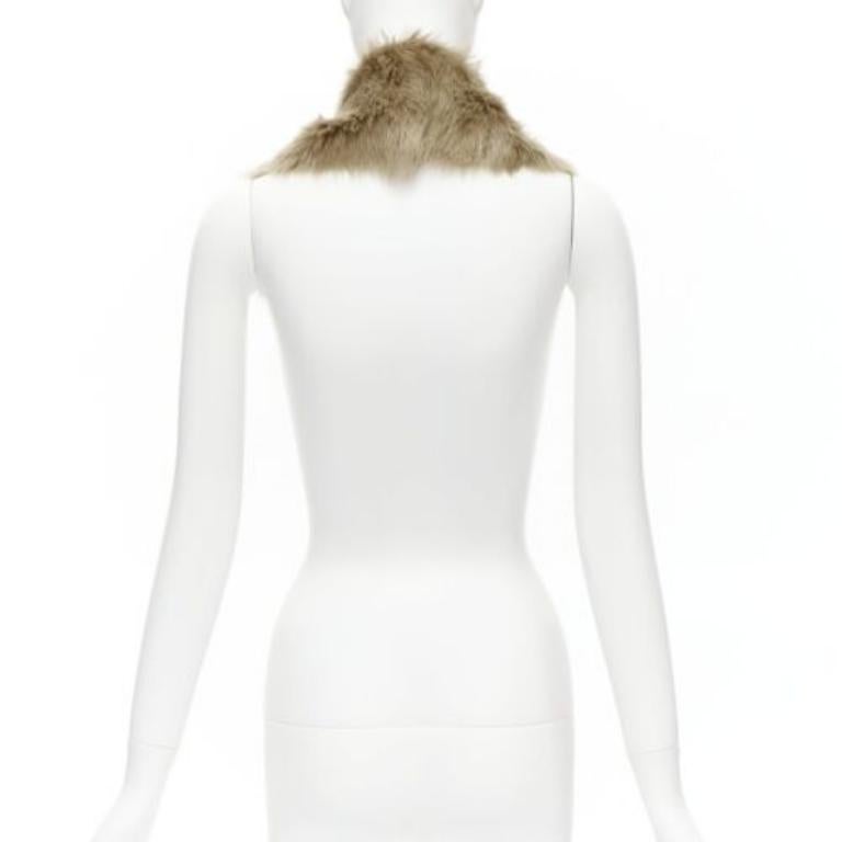 Women's SIMONE ROCHA brown genuine fur leather clear bead embellished collar For Sale