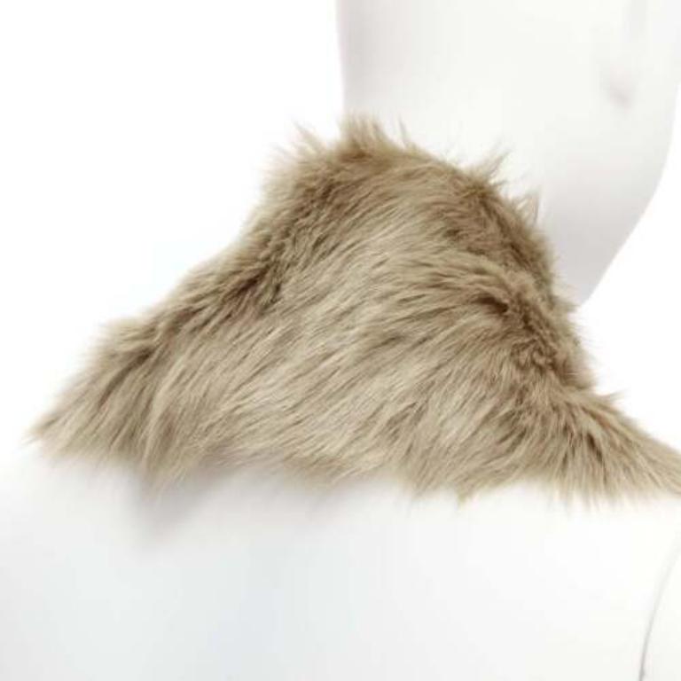 SIMONE ROCHA brown genuine fur leather clear bead embellished collar For Sale 2