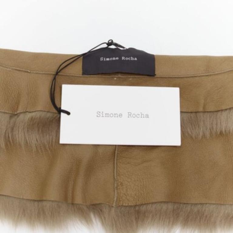 SIMONE ROCHA brown genuine fur leather clear bead embellished collar For Sale 3