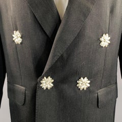 SIMONE ROCHA - Veste de costume à revers en pointe, en laine et polyamide, gris anthracite, taille S