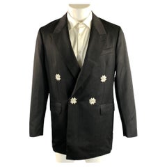 SIMONE ROCHA - Veste de costume à revers en pointe, en laine et polyamide, gris anthracite, taille S