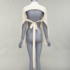 Simone Rocha, top in alpaca color crema, con nastri e cravatta, aperto sul retro e drappeggiato, S.