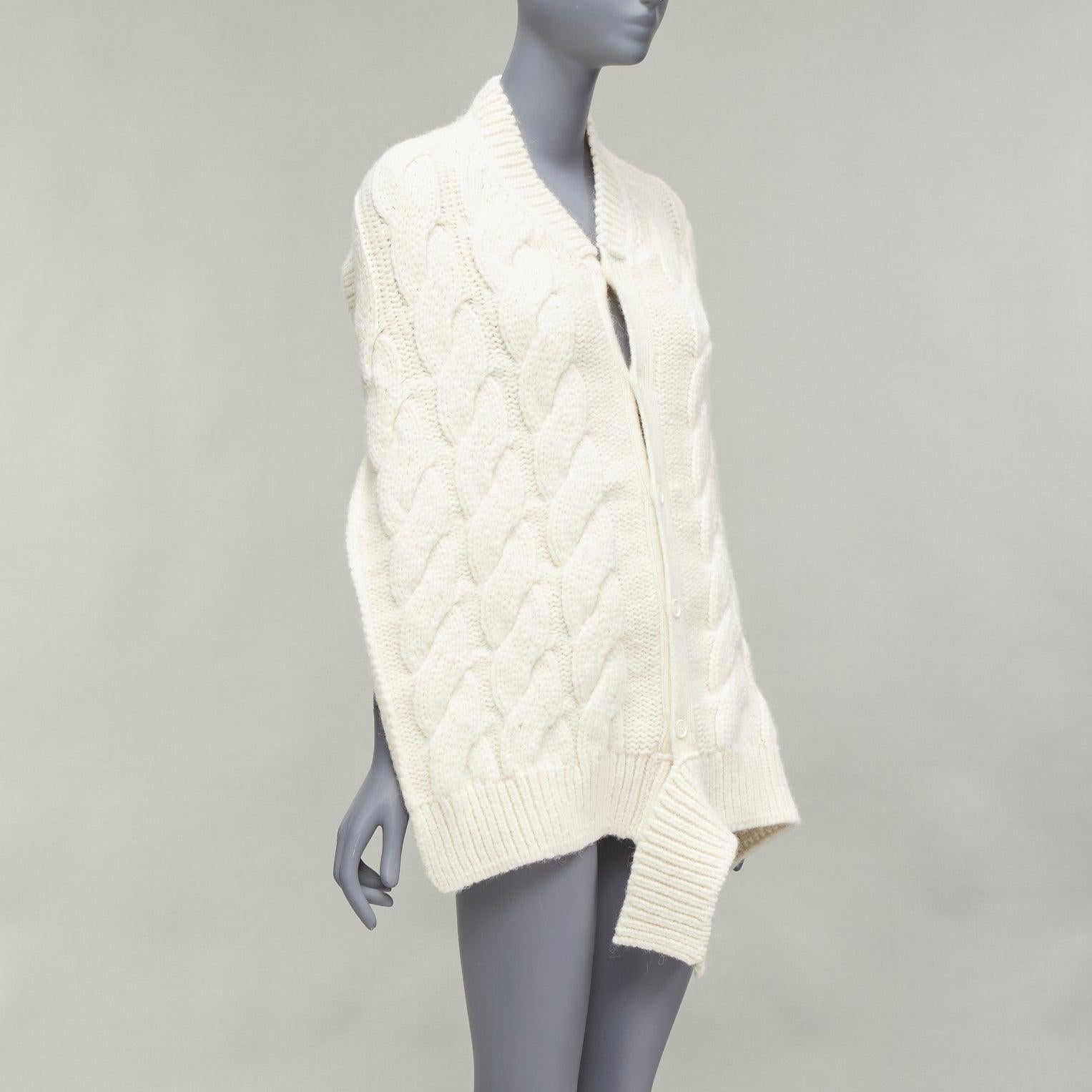 Beige SIMONE ROCHA haut drapé en maille d'alpaca crème avec cravate ouverte au dos S en vente