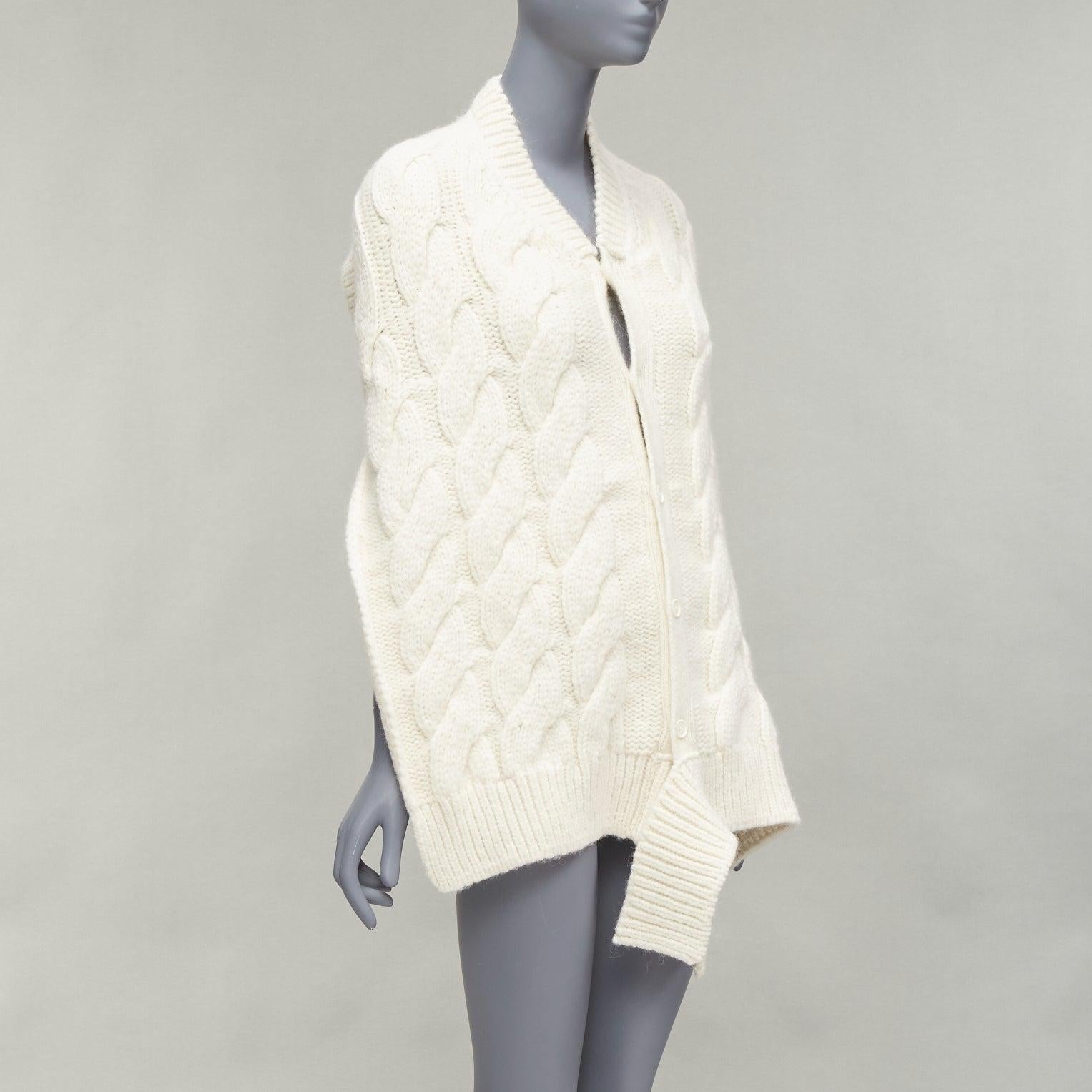 SIMONE ROCHA cream alpaca ribbon tie open back draped cable knit top S In Excellent Condition For Sale In Hong Kong, NT