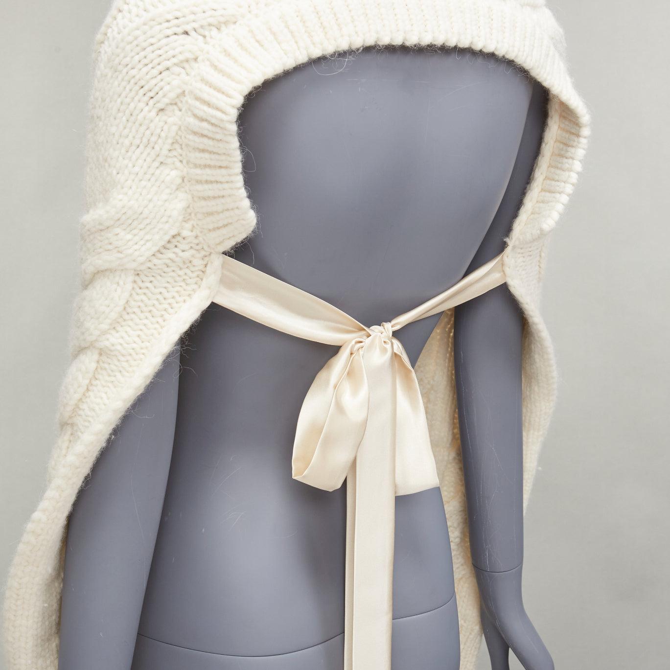 SIMONE ROCHA haut drapé en maille d'alpaca crème avec cravate ouverte au dos S en vente 1