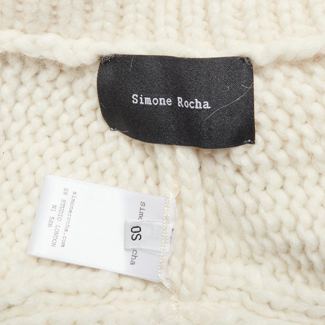 SIMONE ROCHA haut drapé en maille d'alpaca crème avec cravate ouverte au dos S en vente 3