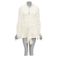 SIMONE ROCHA cream alpaca ribbon tie open back draped cable knit top S