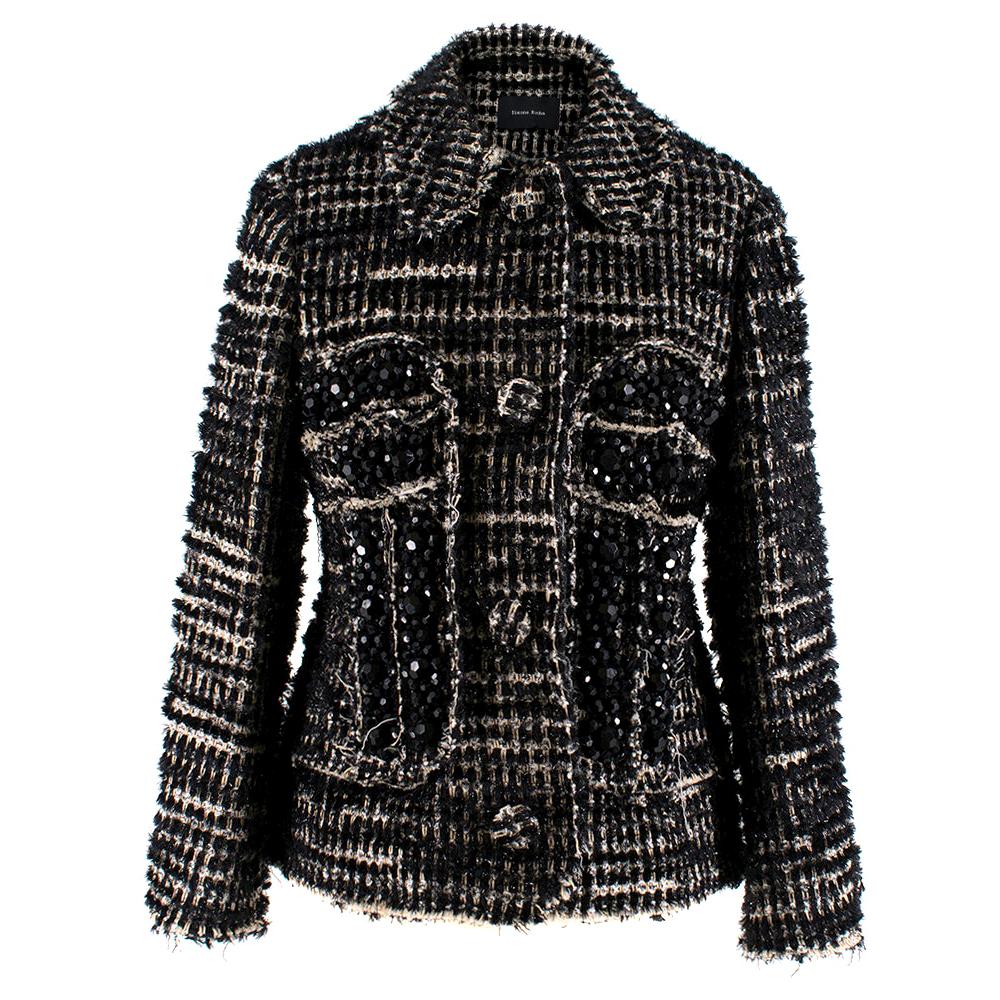 Simone Rocha Crystal-Embellished Metallic Tweed Jacket - Size US6