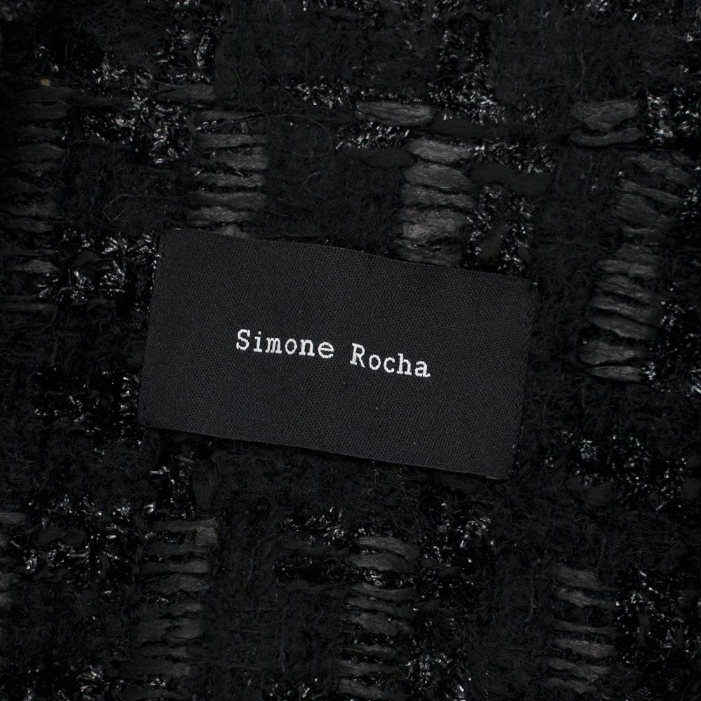 Simone Rocha Crystal-Embroidered Black Tweed Coat & Skirt - Size US 0-2 For Sale 6