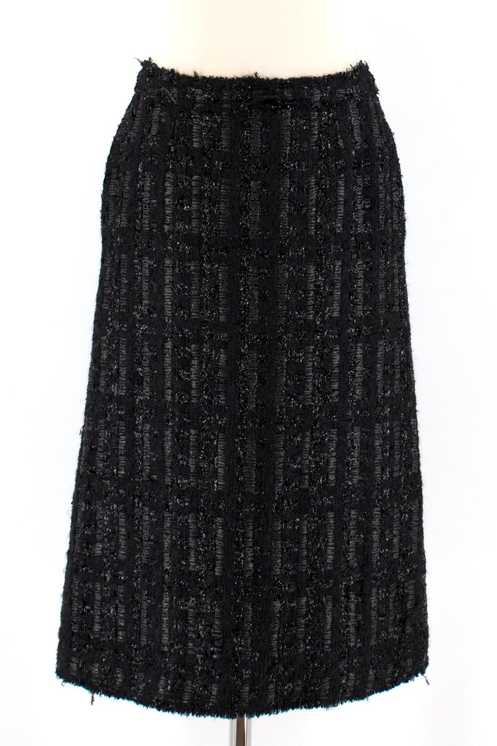 Simone Rocha Crystal-Embroidered Black Tweed Coat & Skirt - Size US 0-2 For Sale 2