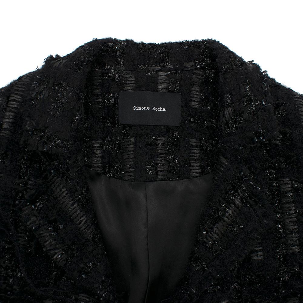 Simone Rocha Crystal-Embroidered Black Tweed Coat & Skirt - Size US 0-2 For Sale 5