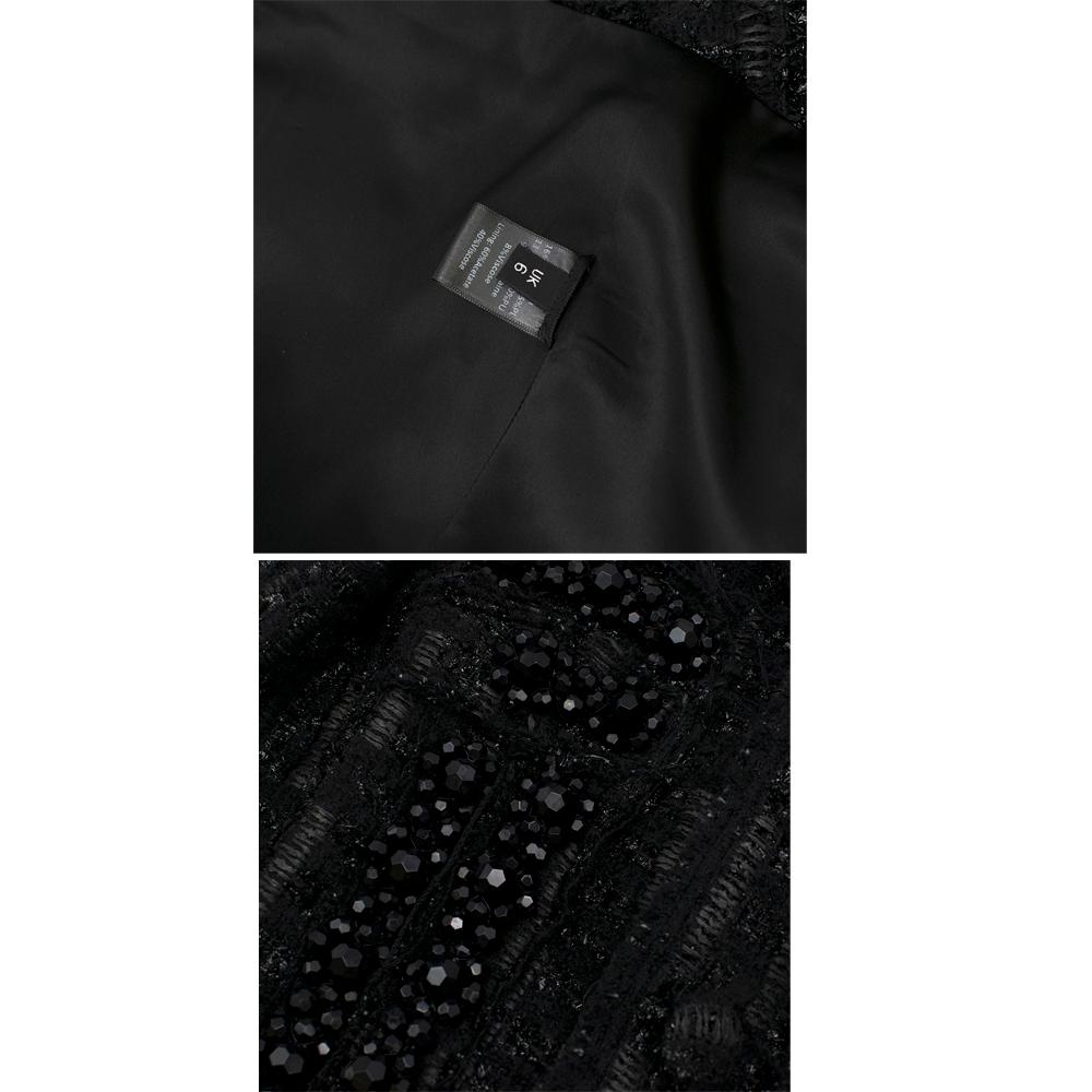 Simone Rocha Crystal-Embroidered Black Tweed Coat & Skirt - Size US 0-2 In Excellent Condition For Sale In London, GB