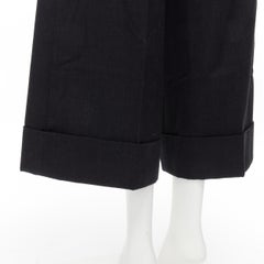 SIMONE ROCHA dark grey heavy cotton-blend pleated cuffed wide leg trousers UK6