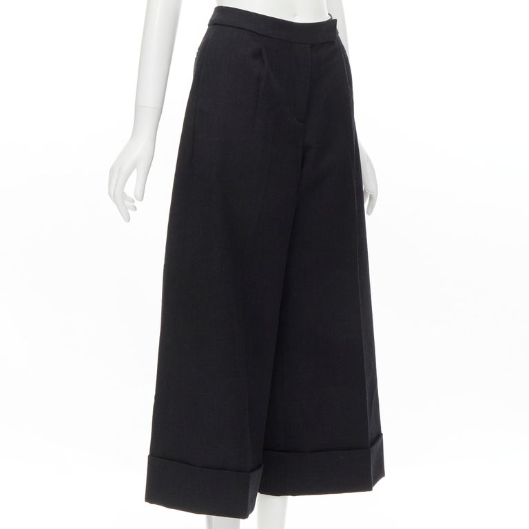SIMONE ROCHA dark grey heavy cotton-blend pleated cuffed wide leg trousers  UK6 For Sale at 1stDibs