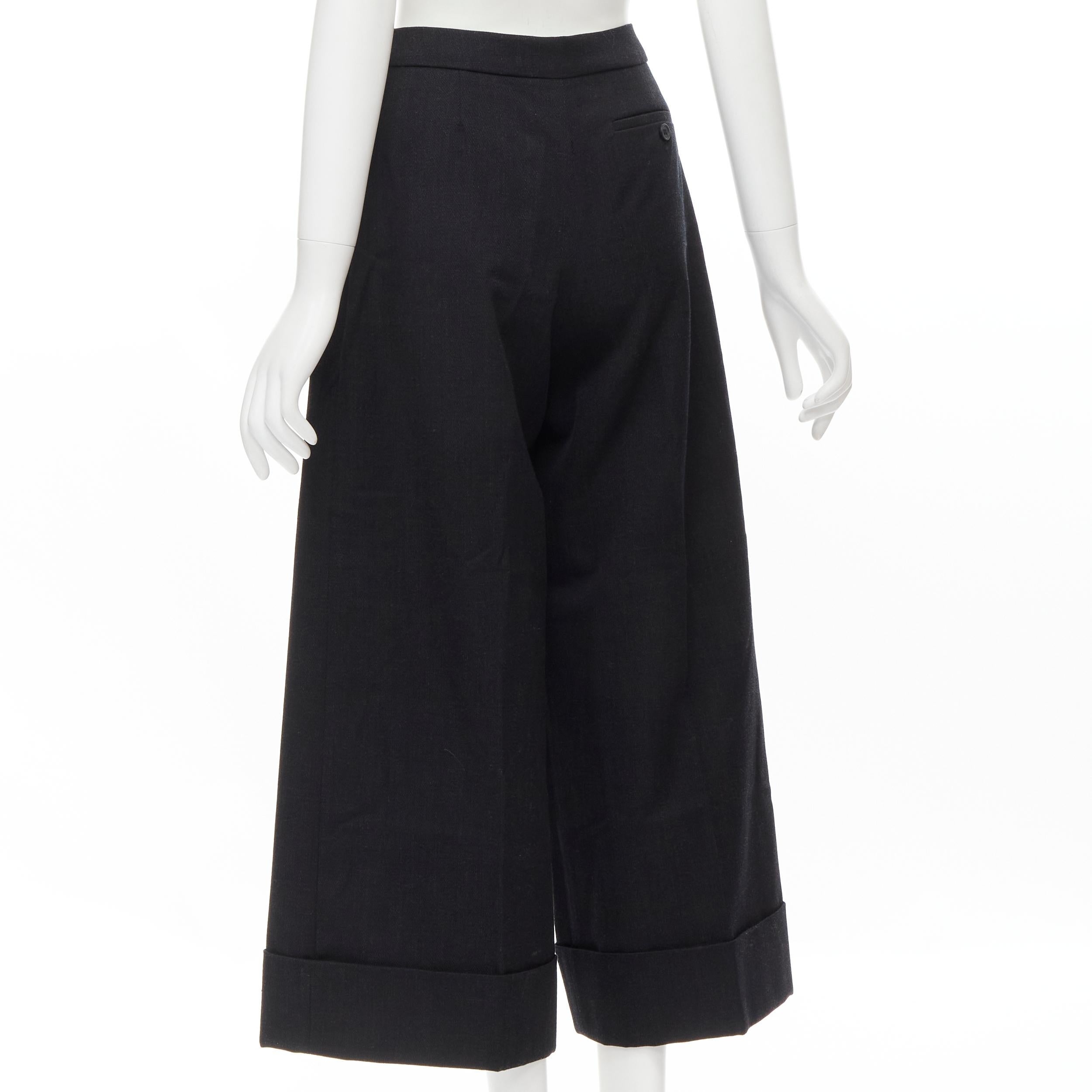SIMONE ROCHA dark grey heavy cotton-blend pleated cuffed wide leg trousers UK6  In Excellent Condition In Hong Kong, NT