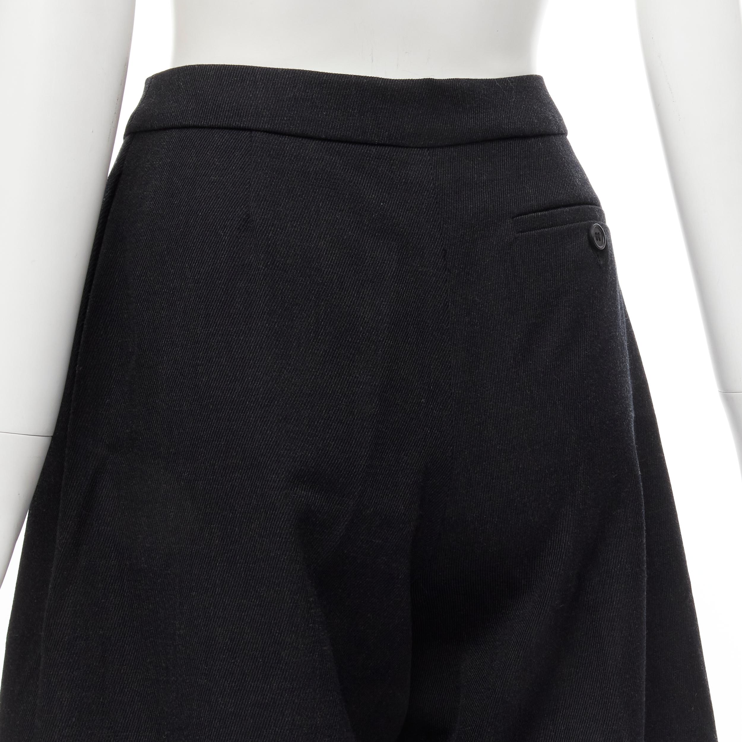 SIMONE ROCHA dark grey heavy cotton-blend pleated cuffed wide leg trousers UK6  1