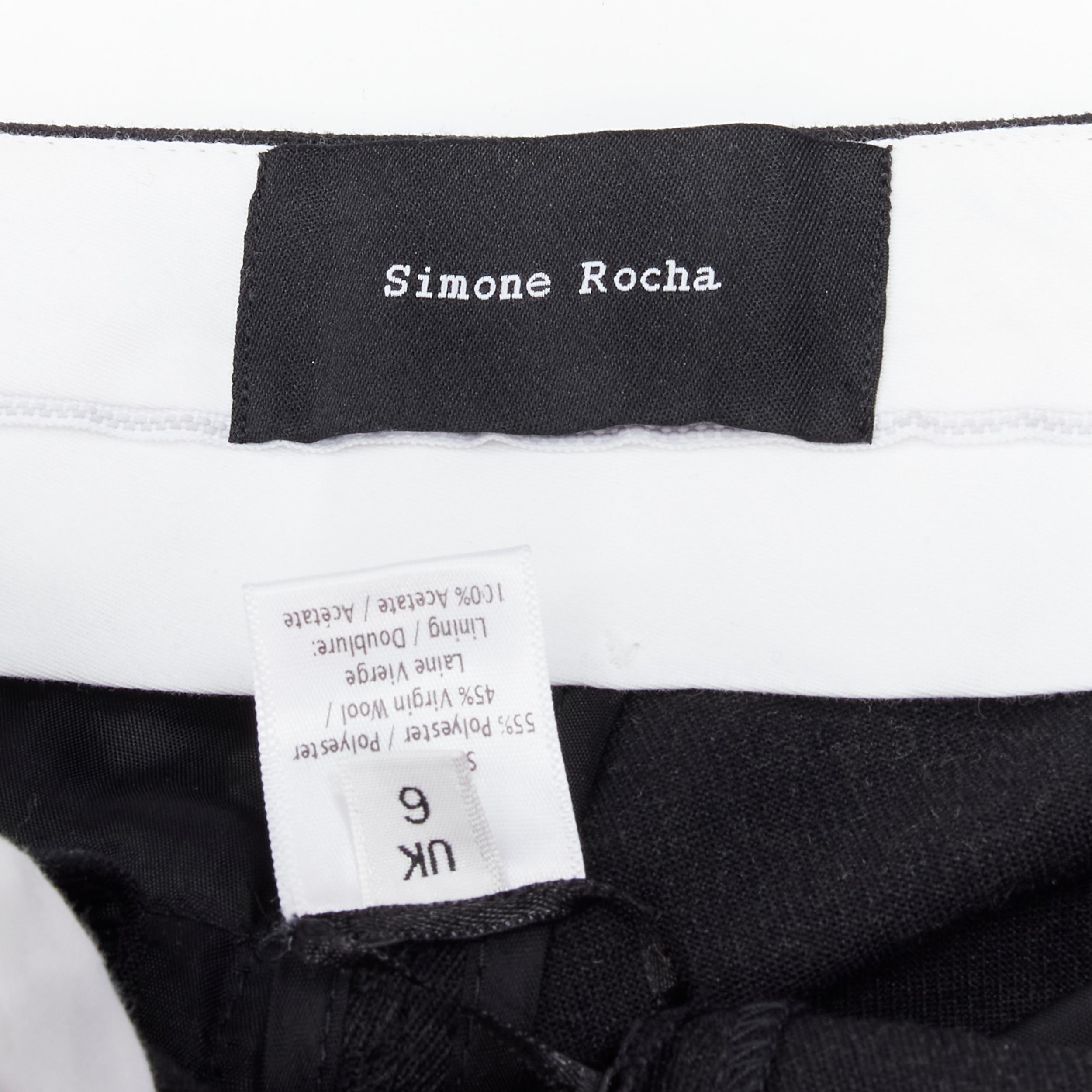 SIMONE ROCHA dark grey heavy cotton-blend pleated cuffed wide leg trousers UK6  2