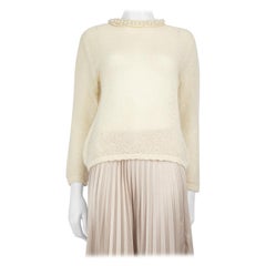 Simone Rocha Ecru Faux Pearl Embellished Jumper Size M