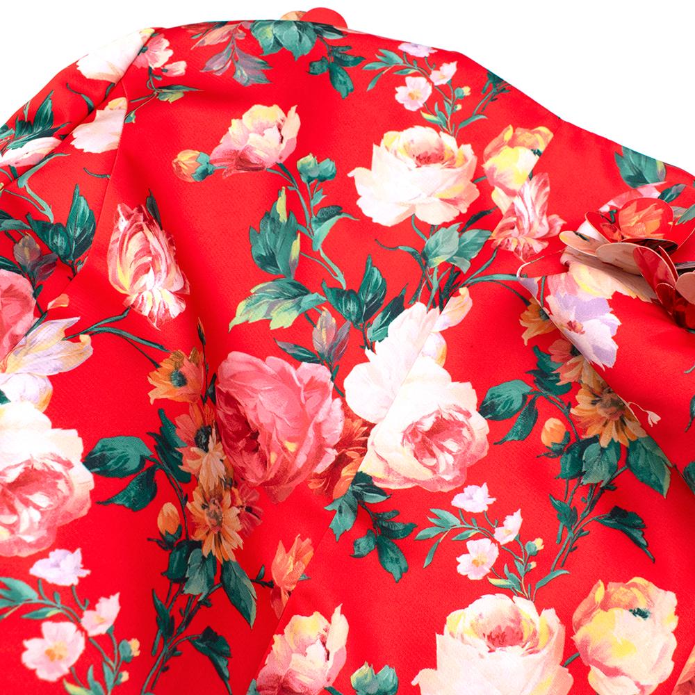 Red Simone Rocha Floral-appliquéd Printed Satin Coat - Size US 8 For Sale