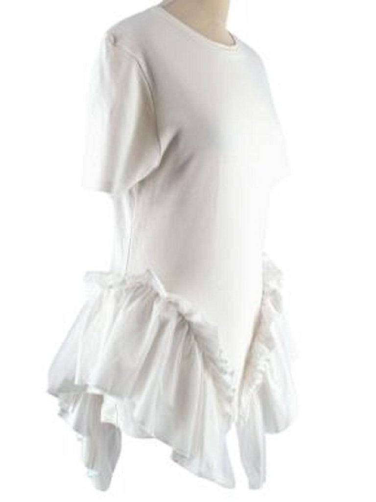 Simone Rocha Gathered Tulle Panel White Cotton T-shirt For Sale at 1stDibs
