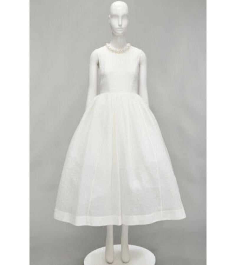 SIMONE ROCHA H&M 2021 pearl embellished neckline white textured flared dress XS 6