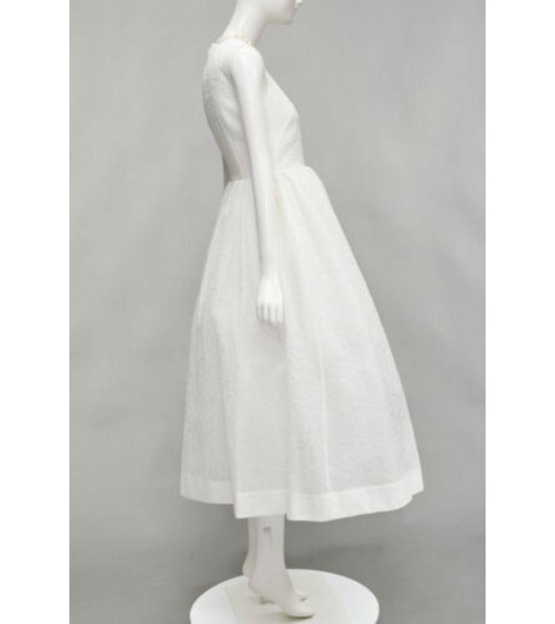 Women's SIMONE ROCHA H&M 2021 pearl embellished neckline white textured flared dress XS