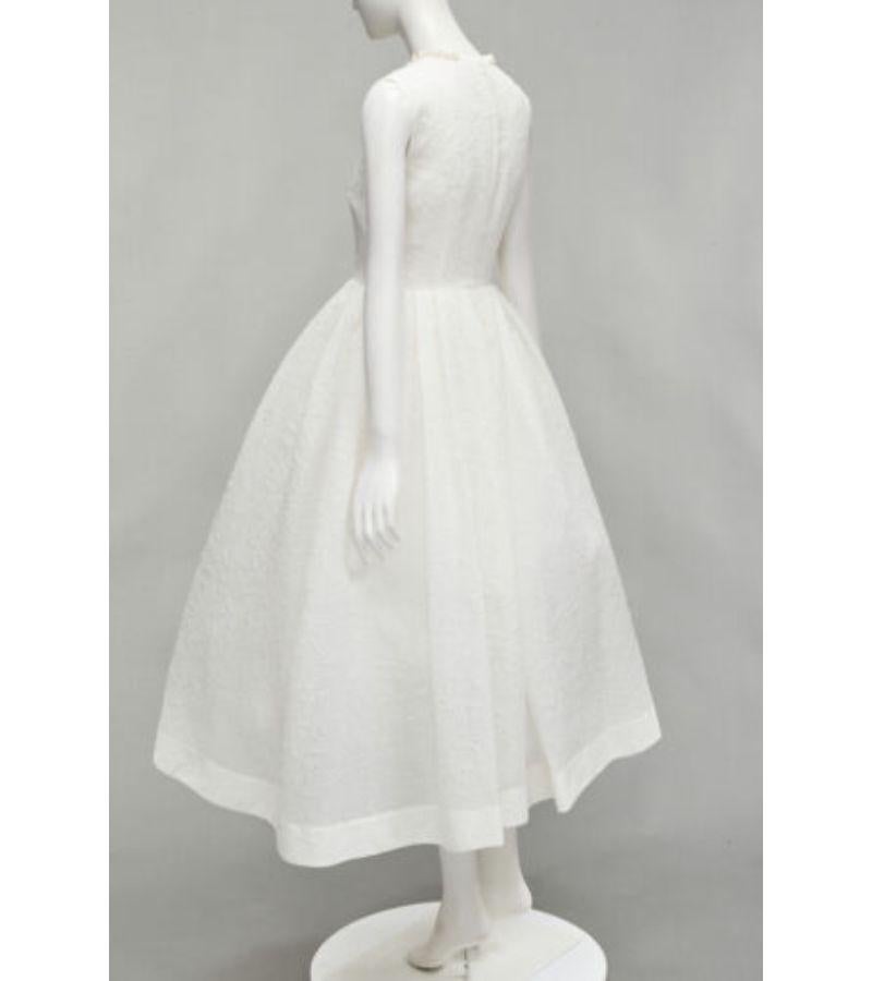 SIMONE ROCHA H&M 2021 pearl embellished neckline white textured flared dress XS 2