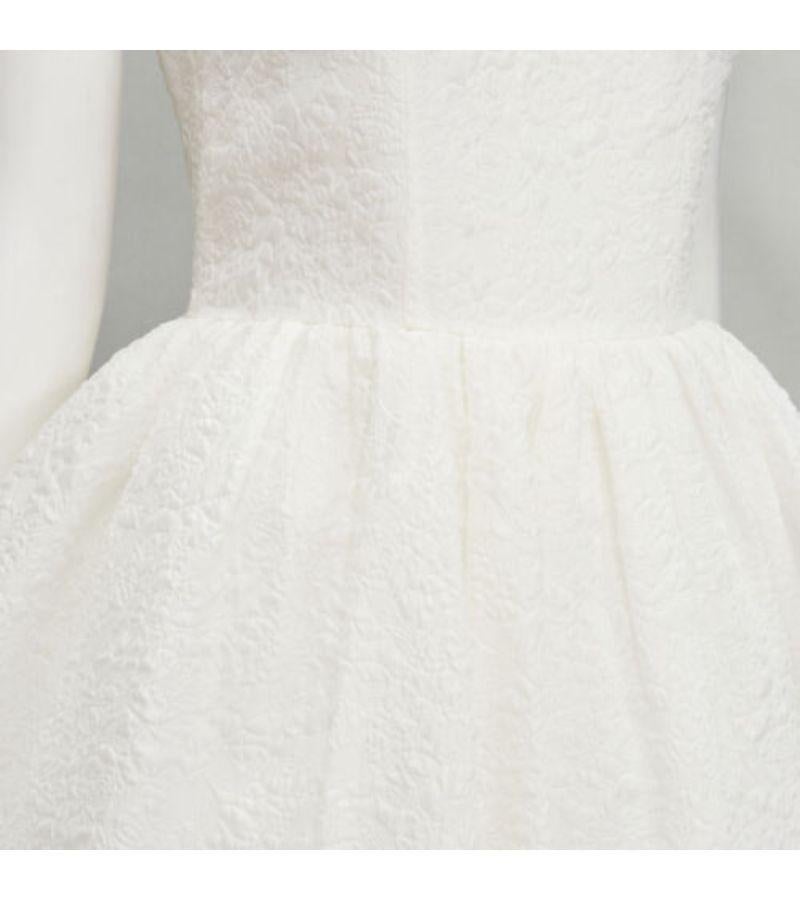 SIMONE ROCHA H&M 2021 pearl embellished neckline white textured flared dress XS 3