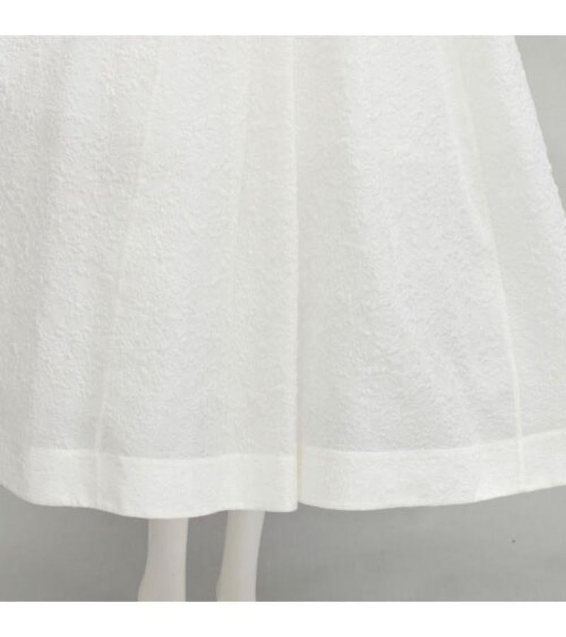 SIMONE ROCHA H&M 2021 pearl embellished neckline white textured flared dress XS 4