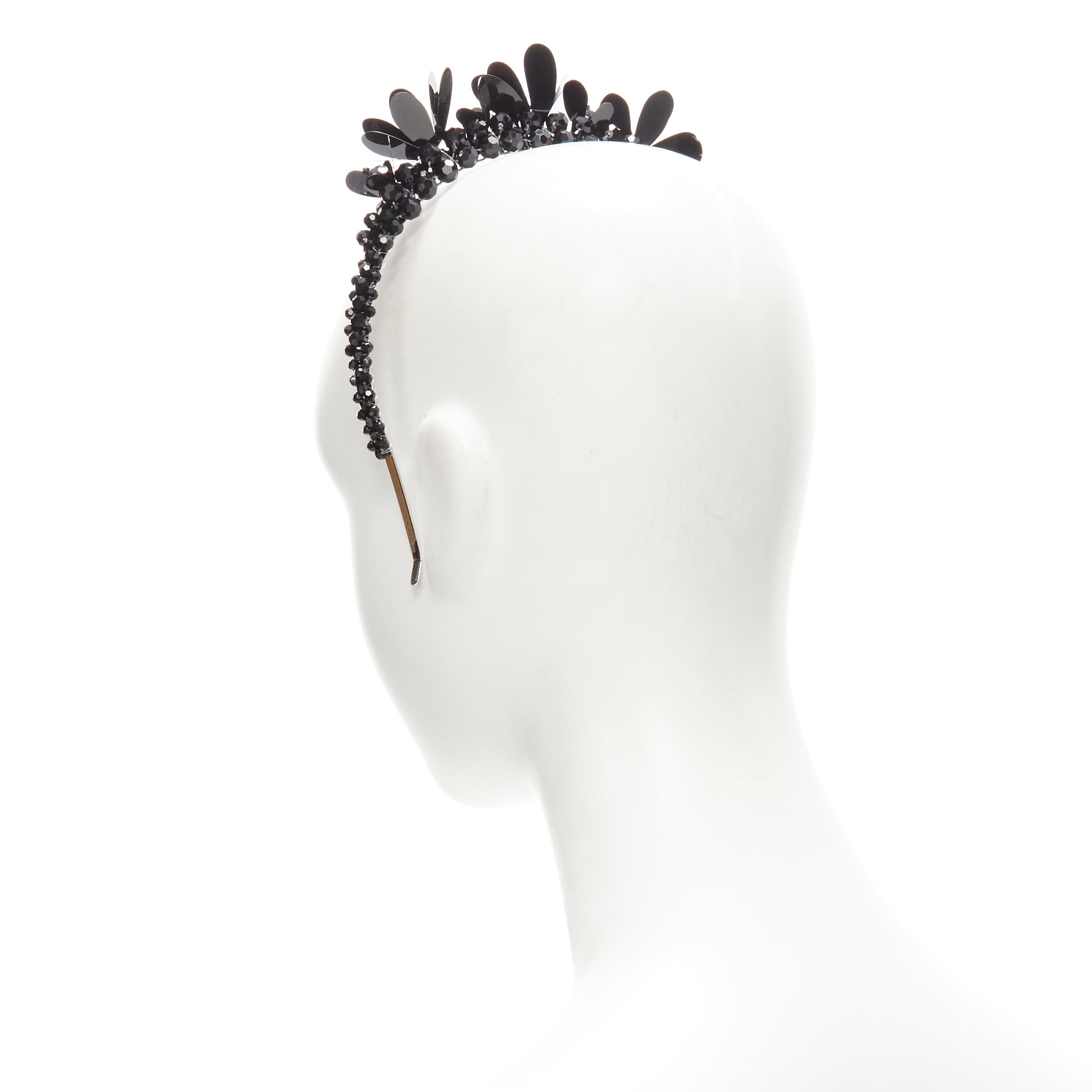 SIMONE ROCHA H&M black beaded floral petal metal headband In Excellent Condition In Hong Kong, NT