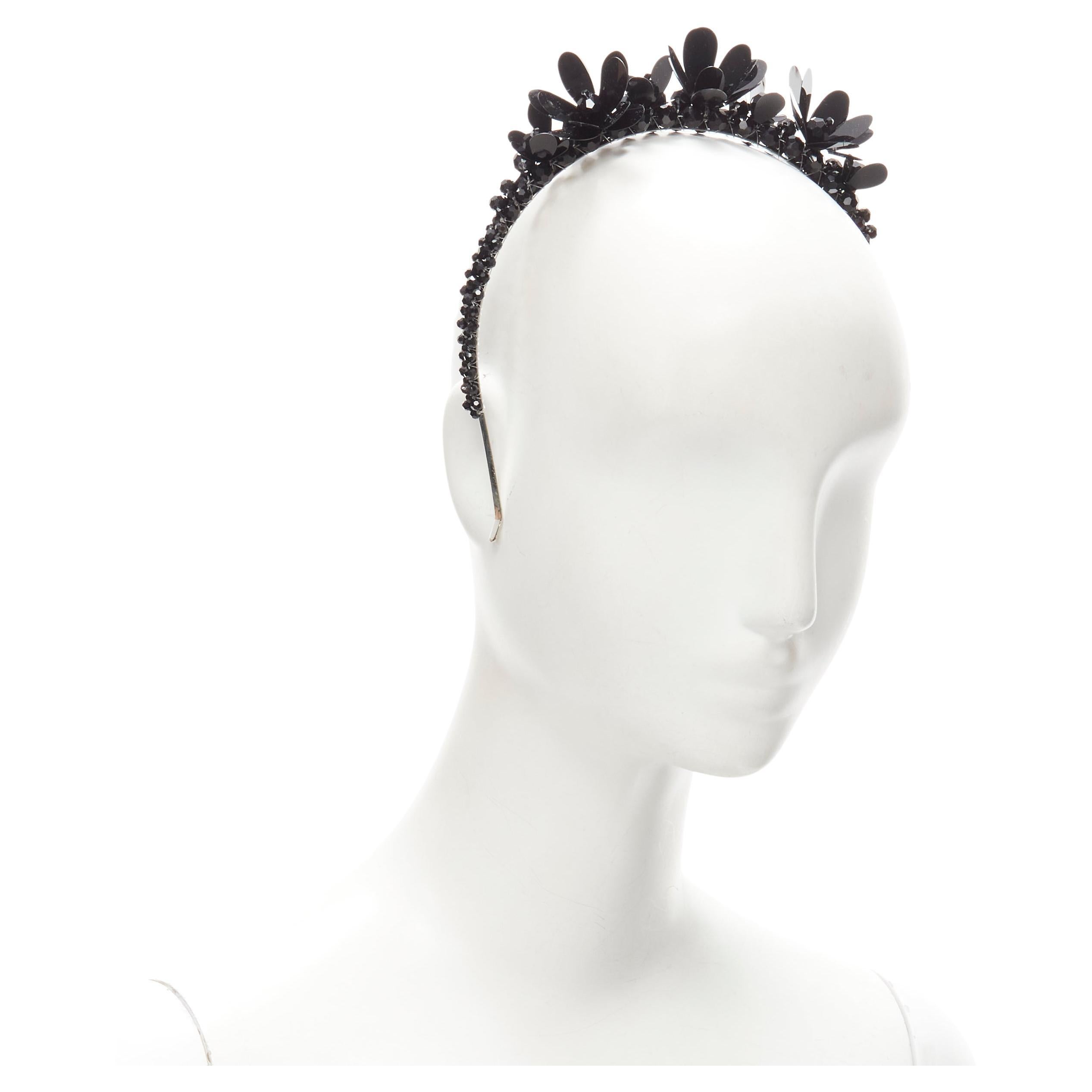 SIMONE ROCHA H&M black beaded floral petal metal headband