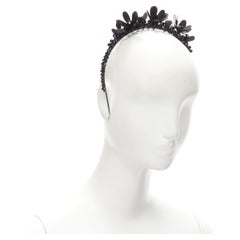 SIMONE ROCHA H&M Schwarzes perlenbesetztes, florales Blütenblatt-Metall-Kopfband