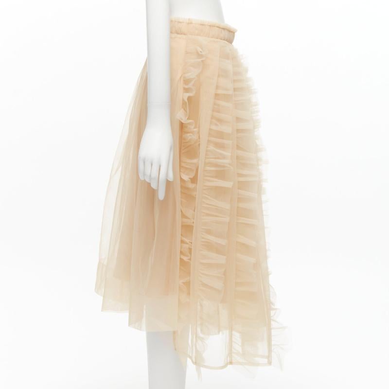 SIMONE ROCHA H&M nude ruffle pleats layered tulle midi skirt FR36 S In Excellent Condition For Sale In Hong Kong, NT