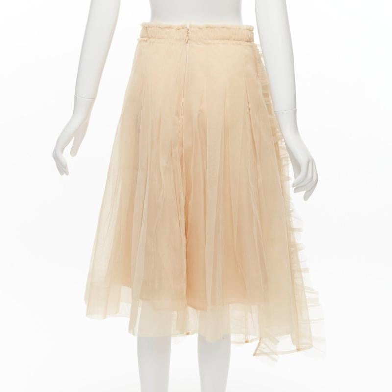 Women's SIMONE ROCHA H&M nude ruffle pleats layered tulle midi skirt FR36 S For Sale