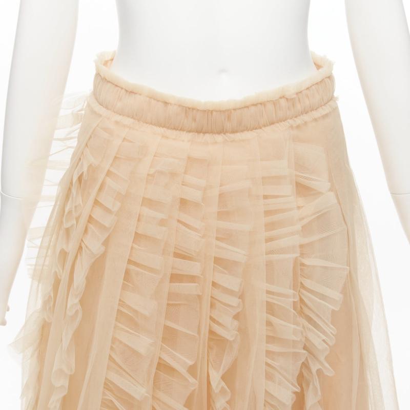 SIMONE ROCHA H&M nude ruffle pleats layered tulle midi skirt FR36 S For Sale 2