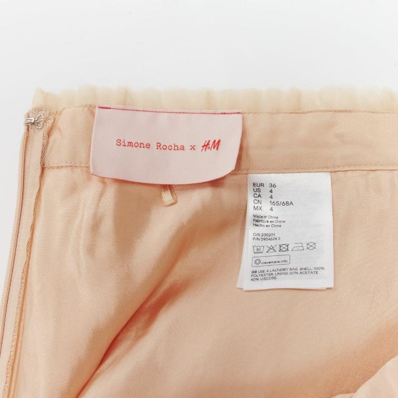 SIMONE ROCHA H&M nude ruffle pleats layered tulle midi skirt FR36 S For Sale 3