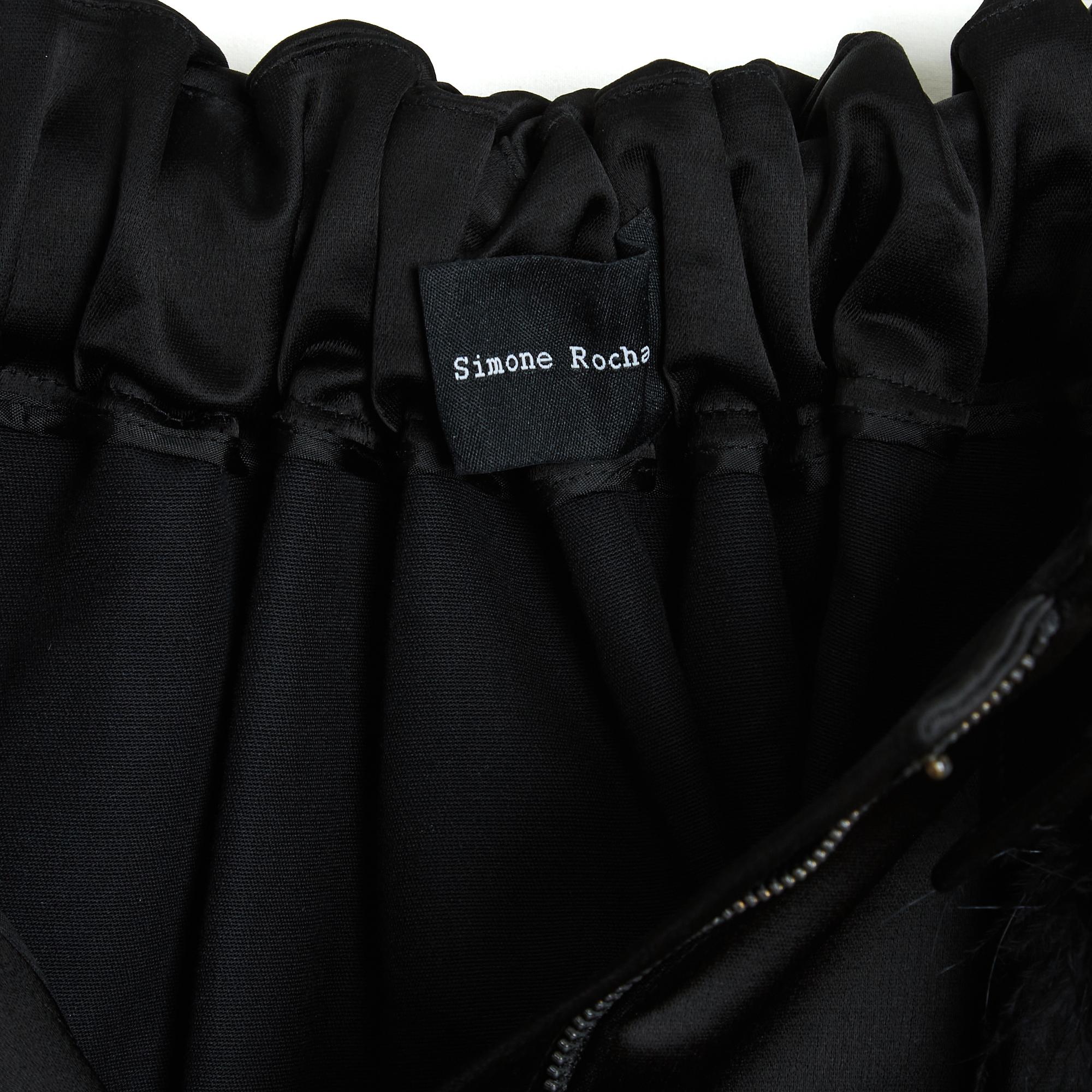 Women's Simone Rocha Jupe FR38 Black Cotton Satin and Feathers Skirt UK10 US8 For Sale