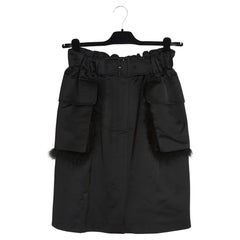 Simone Rochas Jupe FR38 Jupe en satin de coton et plumes noir UK10 US8