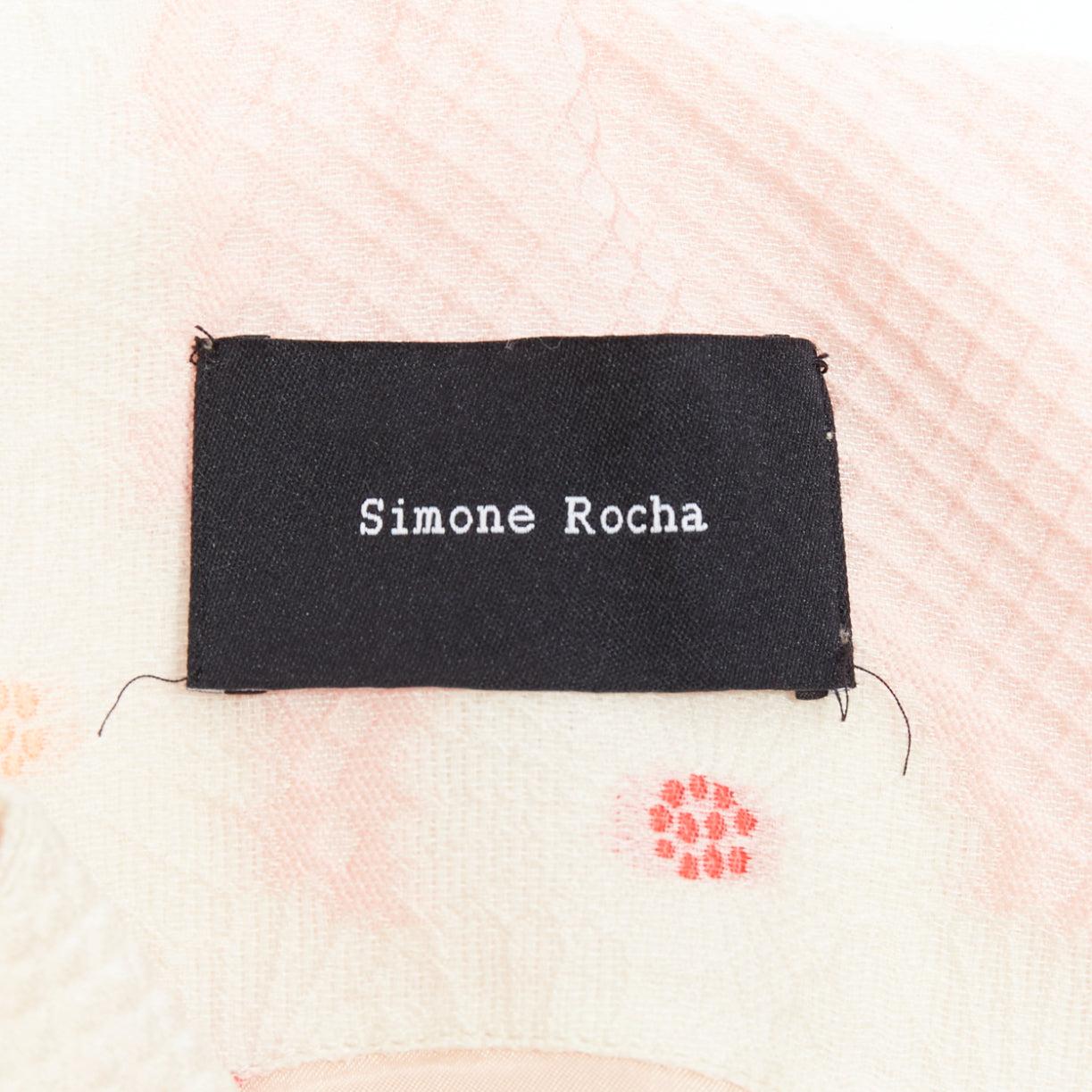 SIMONE ROCHA Kimono pink silk cotton blend floral cloque midi dress UK10 M For Sale 4
