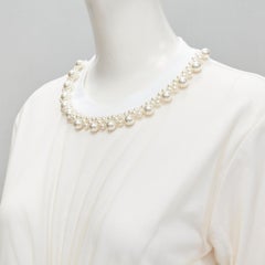 SIMONE ROCHA nude sheer floral embroidered tulle pearl collar dress S