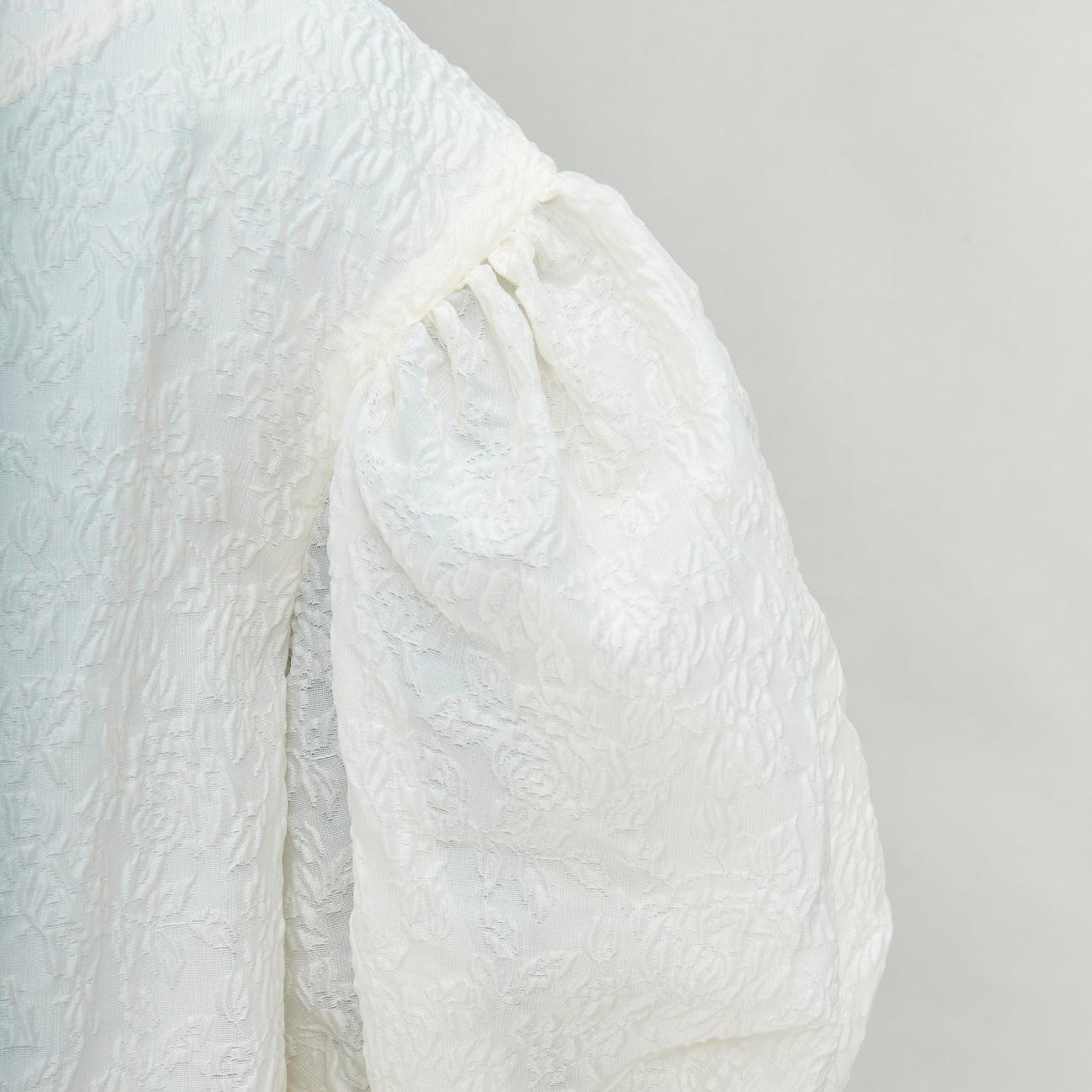 SIMONE ROCHA off white front bow cloque puff mini dress UK6 XS 5