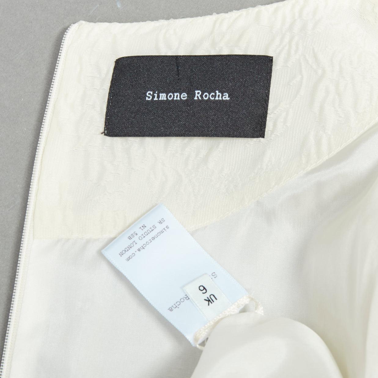 SIMONE ROCHA off white front bow cloque puff mini dress UK6 XS 6